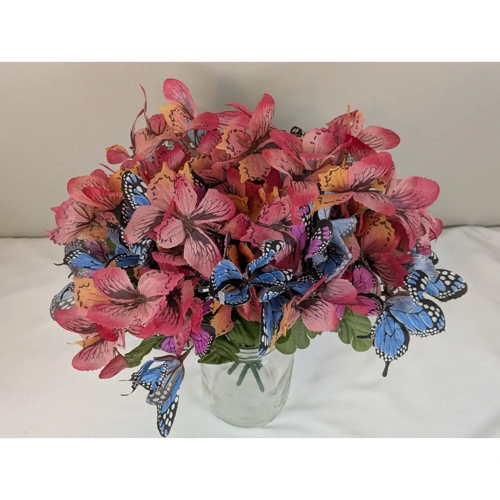 10pc Artificial Butterfly Floral Picks Bouquet Stems Spring Summer Home Decor